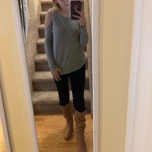 Cut-Out Shoulder Long Sleeve Top